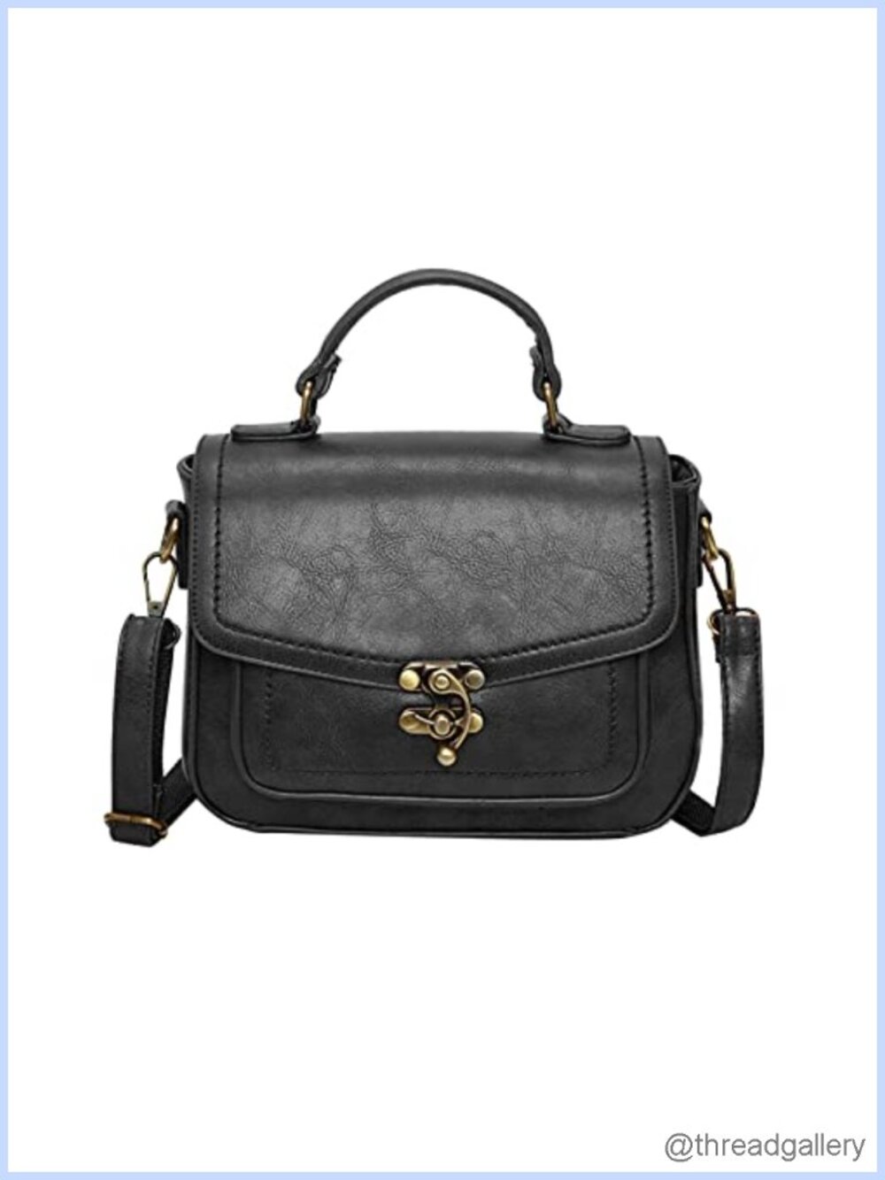 PU Leather Satchel Crossbody Bag Detachable Strap Women's Handbag